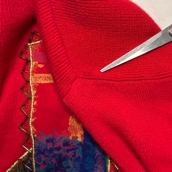 Vintage IB Diffusion L Red Cardigan Sweater - Picture 11 of 12